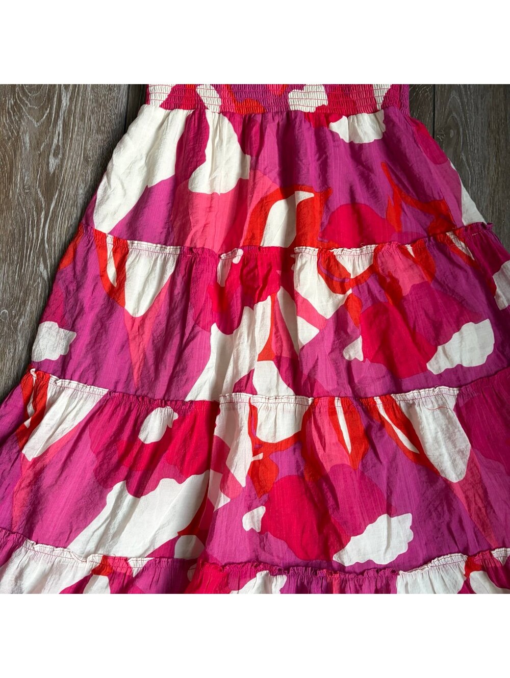 MSK Pink Abstract Tiered Maxi Dress M - Picture 3 of 6